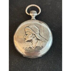 NON-WORKING Antique 1906 Doxa .800 Silver Pocket Watch Fisherman
